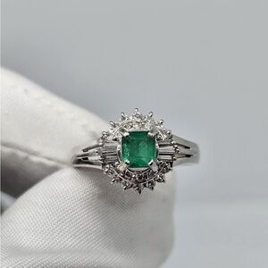 Emerald Diamond Platinum Ring